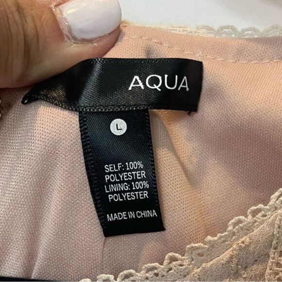 Aqua Pointelle Lace Dress Blush Color Large NWT Sleeveless Mini Elegant Design - Picture 9 of 13